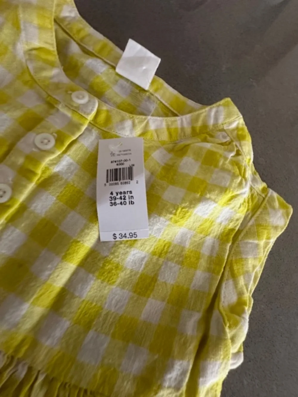 NWT Little Girl Gap Yellow Gingham Linen Peplum Summer Shirt 4T 4 Years